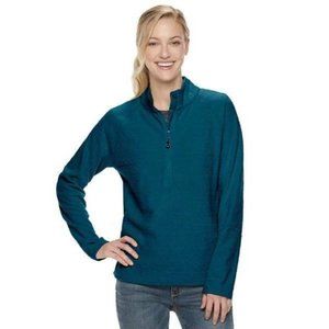 Womens Fleece Shirt Teal Blue XL Long Sleeve 1/4 Zip Neck ZeroXposur Pullover